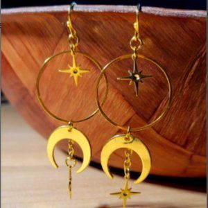 Celestial Moon Drop Earrings